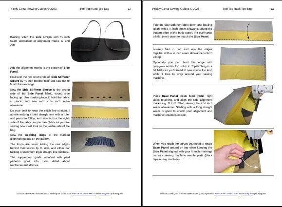 A photo of the Free Rack Top Bag Sewing Guide.