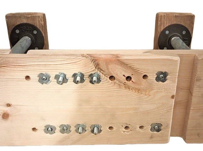 Lots of T nuts, and a mixture of whatever hex head bolts I had lying around. The 3 holes that do not have T nuts are not needed, and not shown on the CAD diagram below