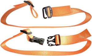 A webbing strap cleverly looped through a triglide buckle to create a no-sew attachment point.