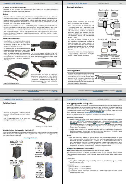 A photo of the Removable Padded Hip Belt Sewing Guide.